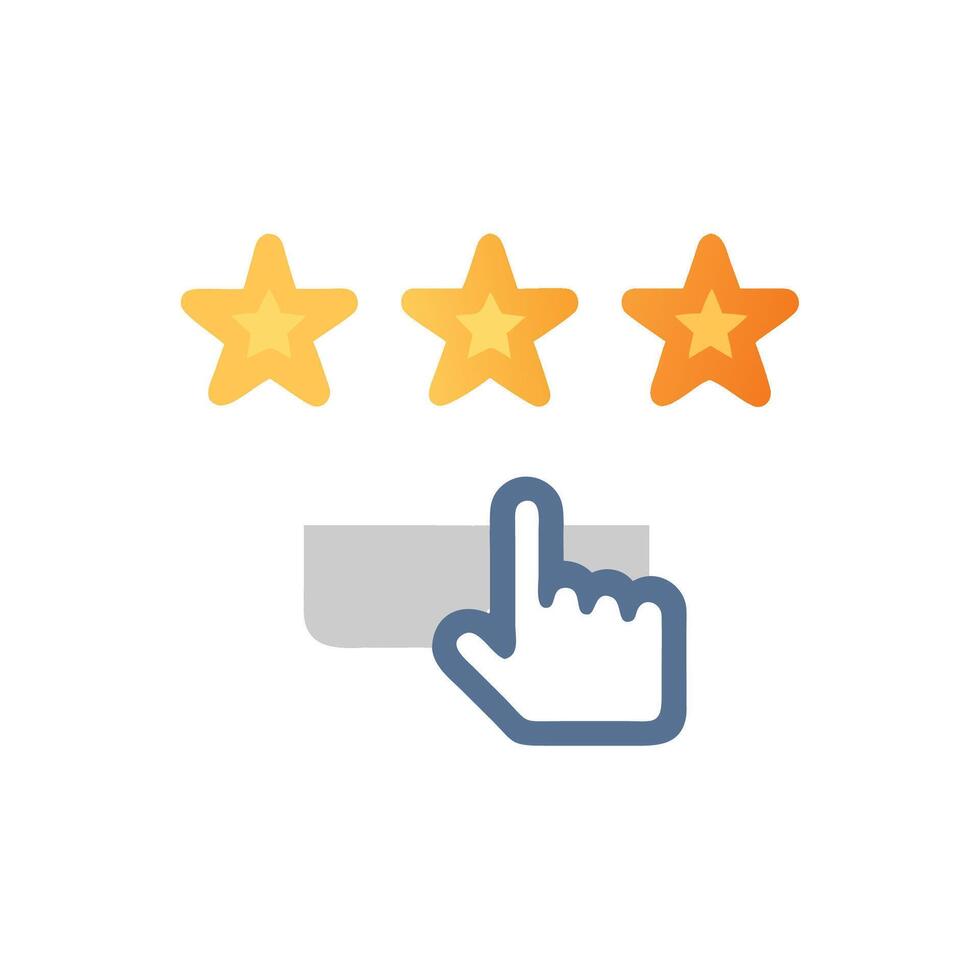 A hand pointing to five stars on a white background vector