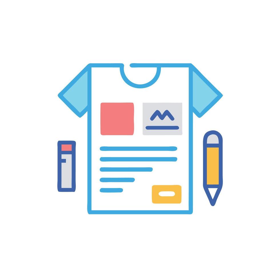 A shirt with a pen and paper next to it vector