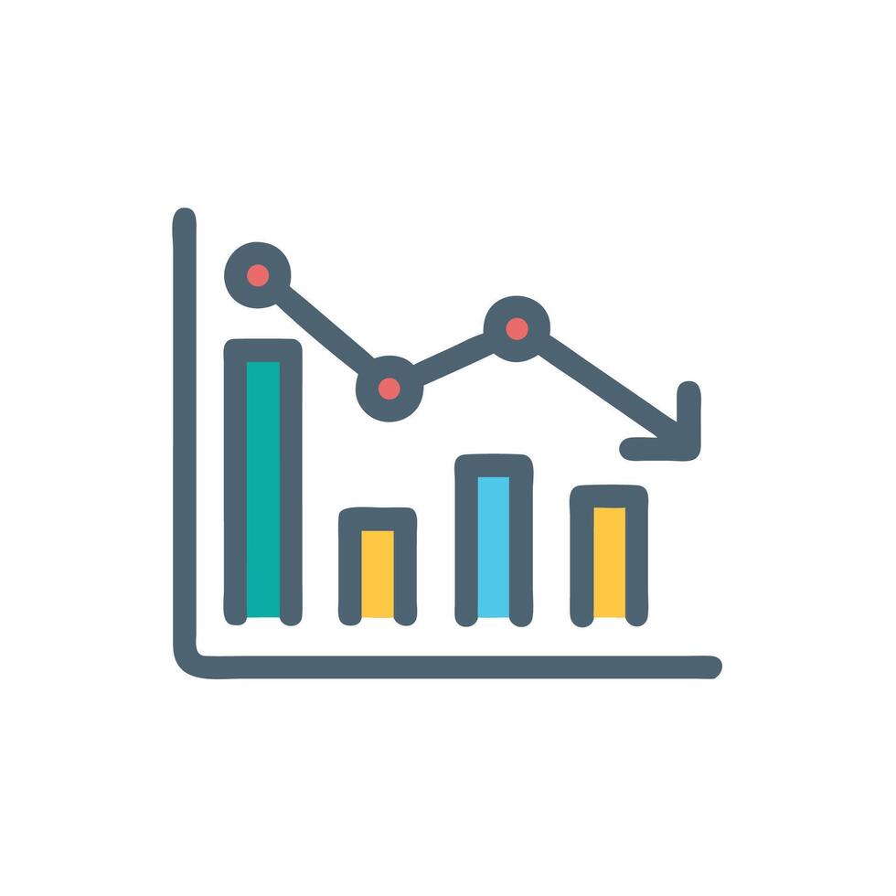 An icon of a graph chart with a bar chart vector