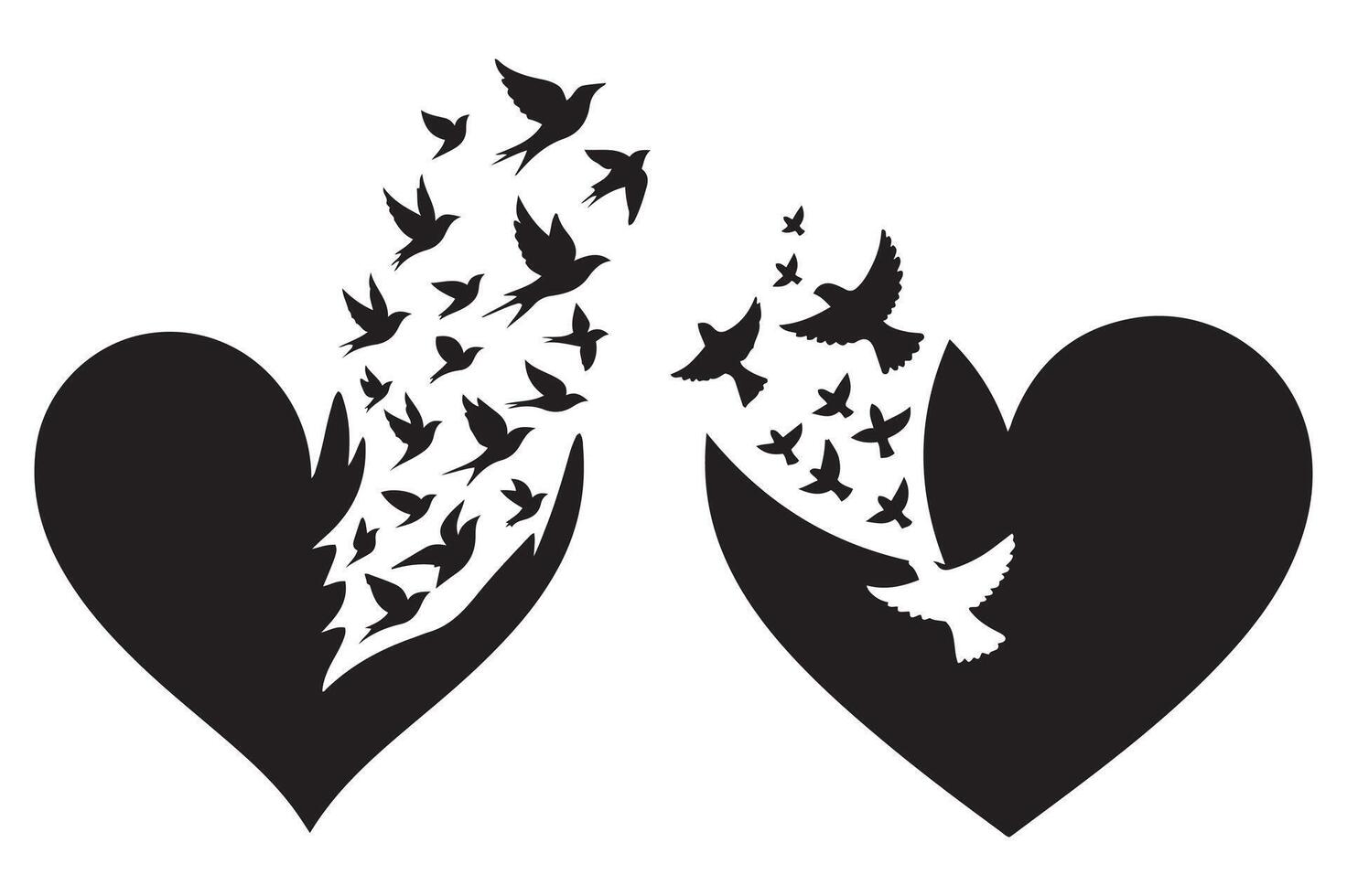 Birds Forming Heart Shape Silhouette vector