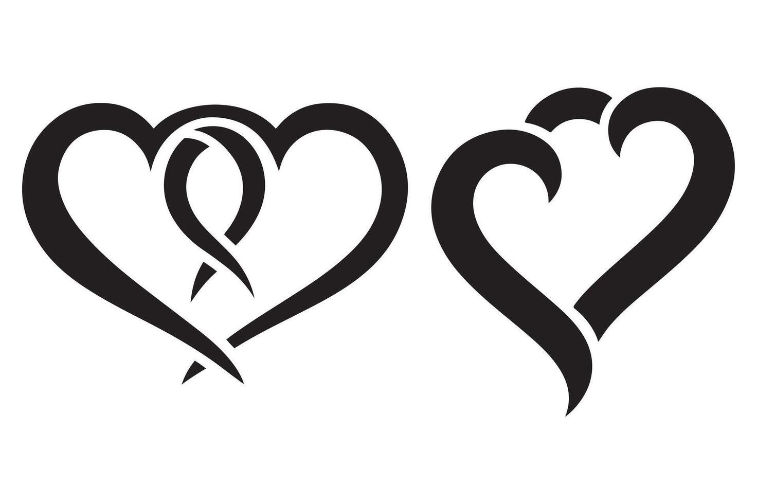Elegant line art illustration featuring a beautiful love shape silhouette. vector