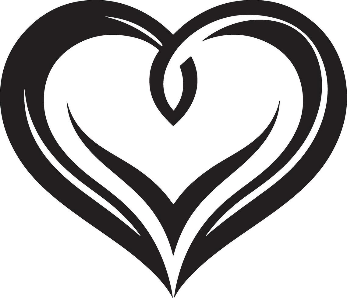 Abstract Silhouette Heart Line Art Design vector