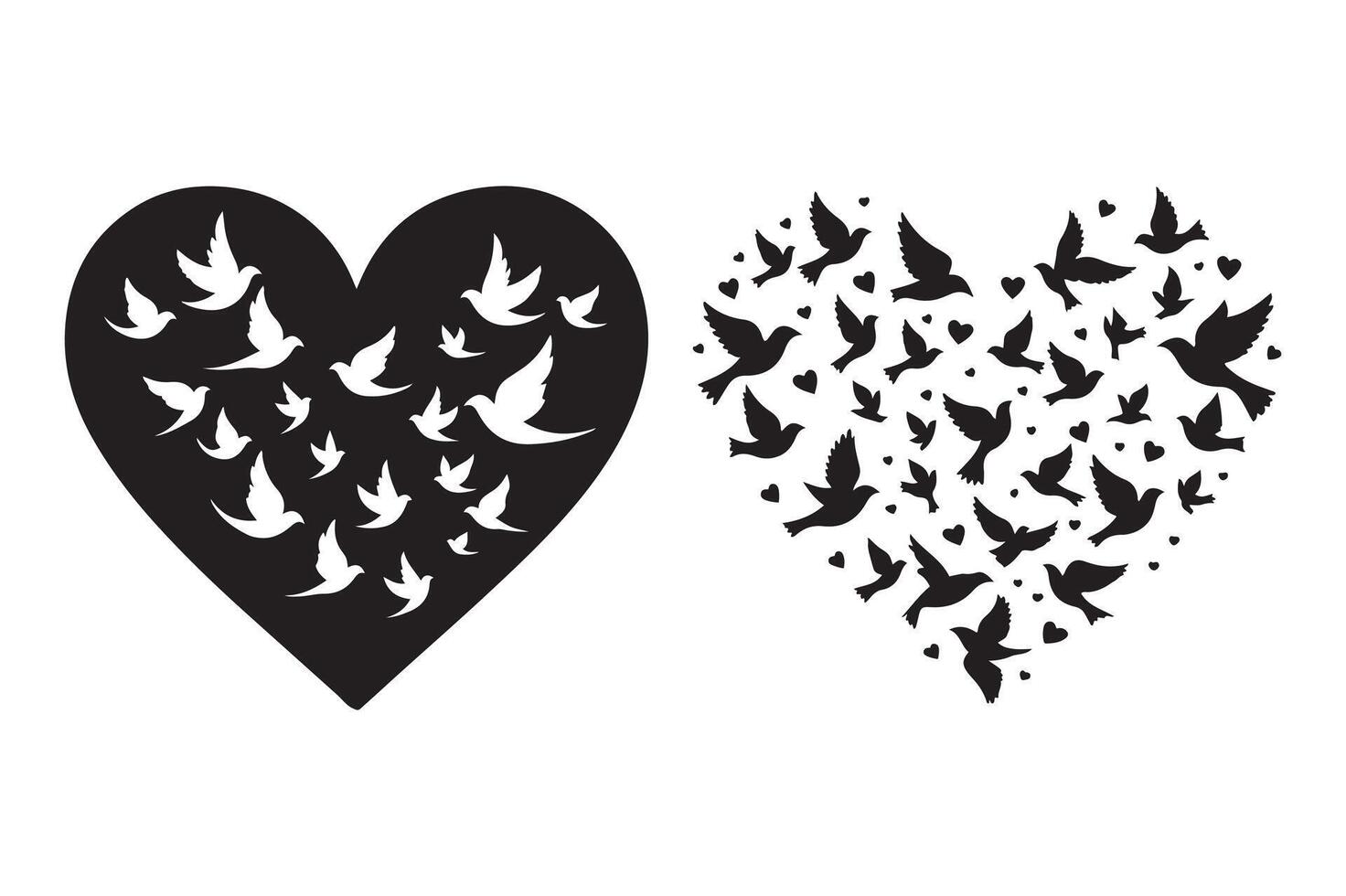 Minimalist Bird Heart Shape Silhouette vector