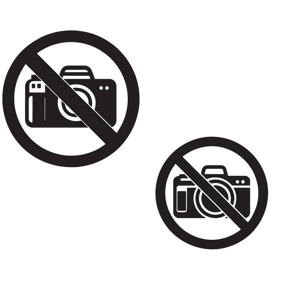 Black no camera icons with clear prohibition symbols ideal for restricted areas and privacy signage vector