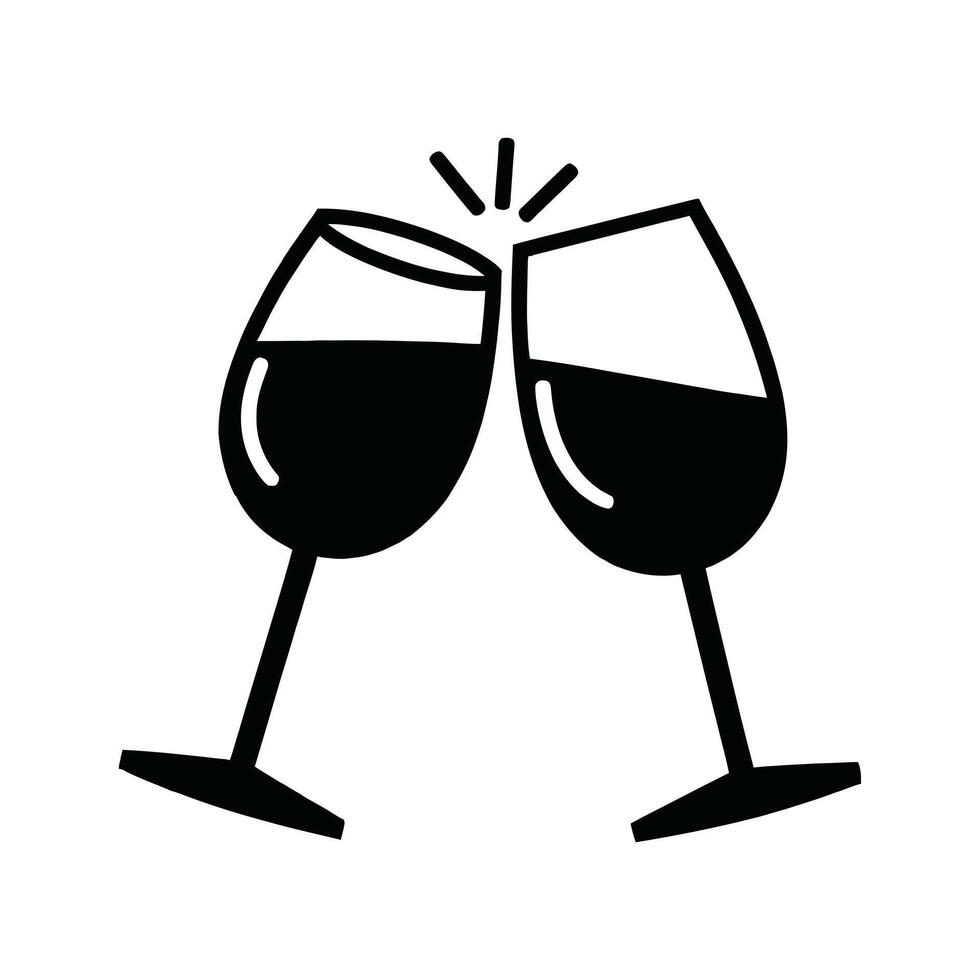 Wine glasses cheers illustration for celebration party and toast design vector