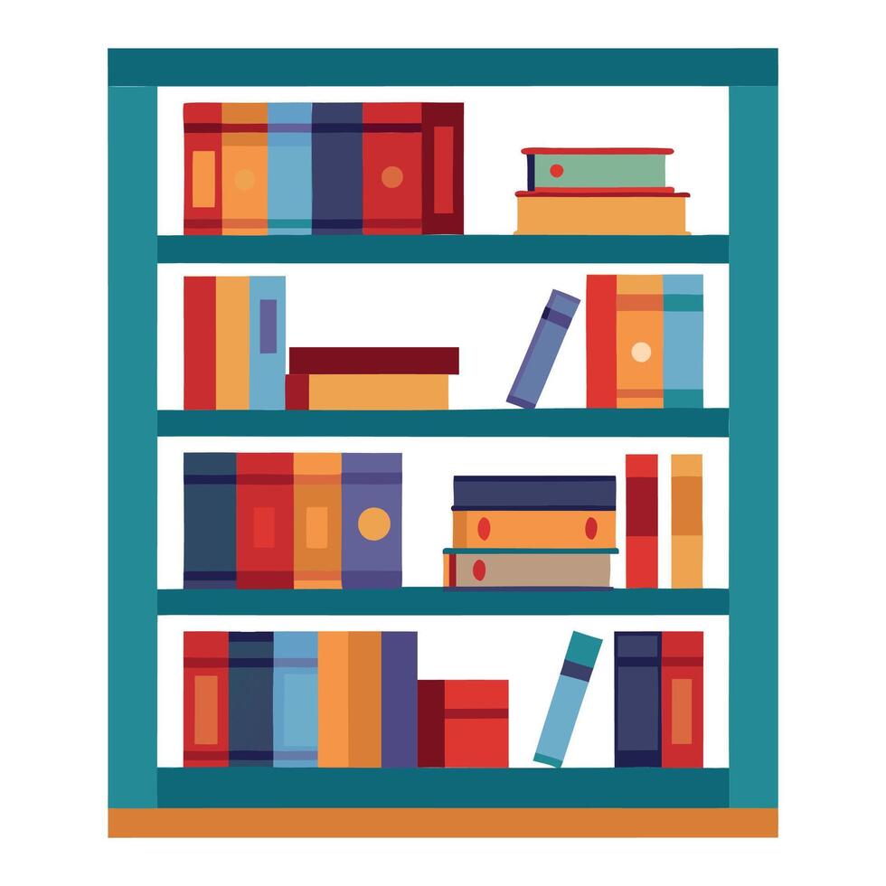 A book shelf with books on it vector