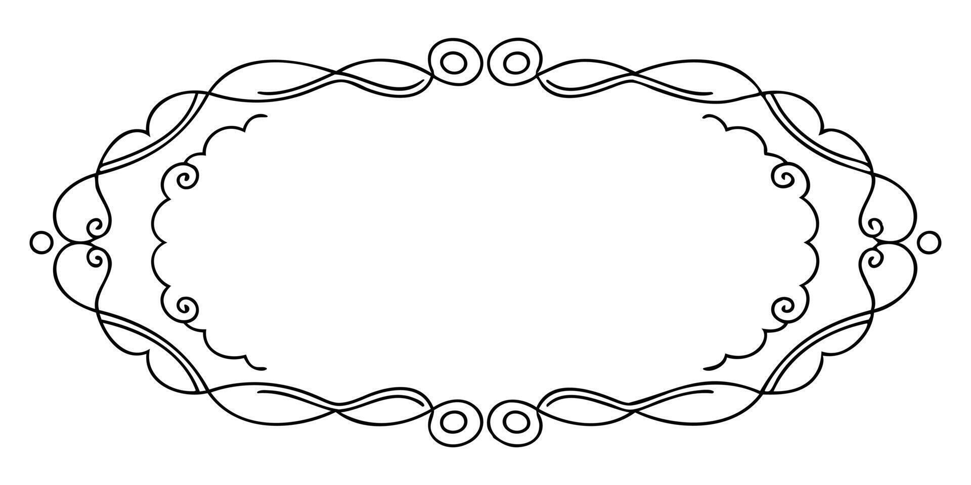 A black and white drawing of a frame with a scroll vector