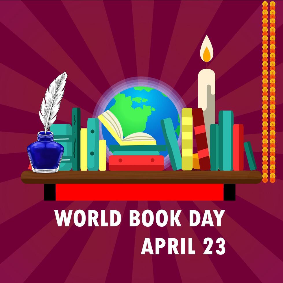 World Book Day April 23 Poster Design for Social Media vector