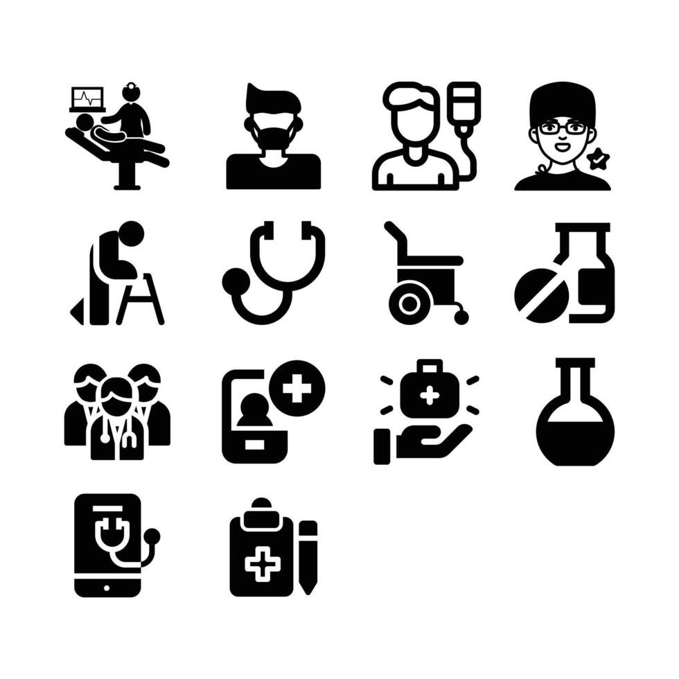 Medical Icons Set Healthcare, Doctors, Patients, and Medical Equipment vector