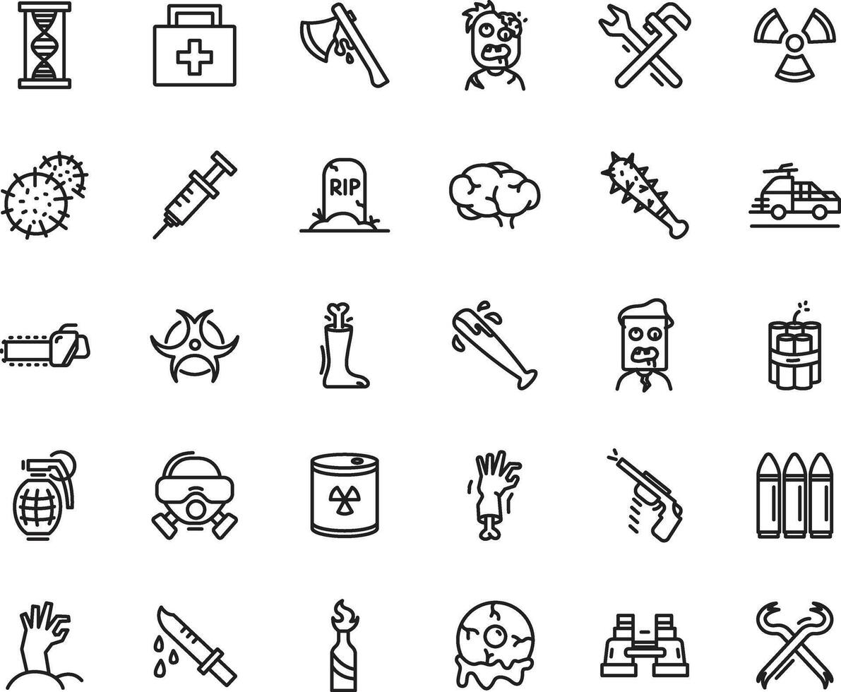 Zombie Apocalypse Survival Icons vector