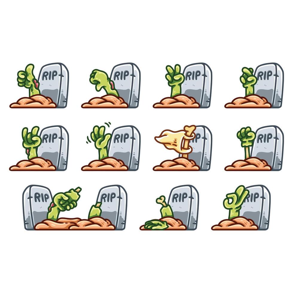 Zombie hands coming out of graves, a spooky halloween illustration vector