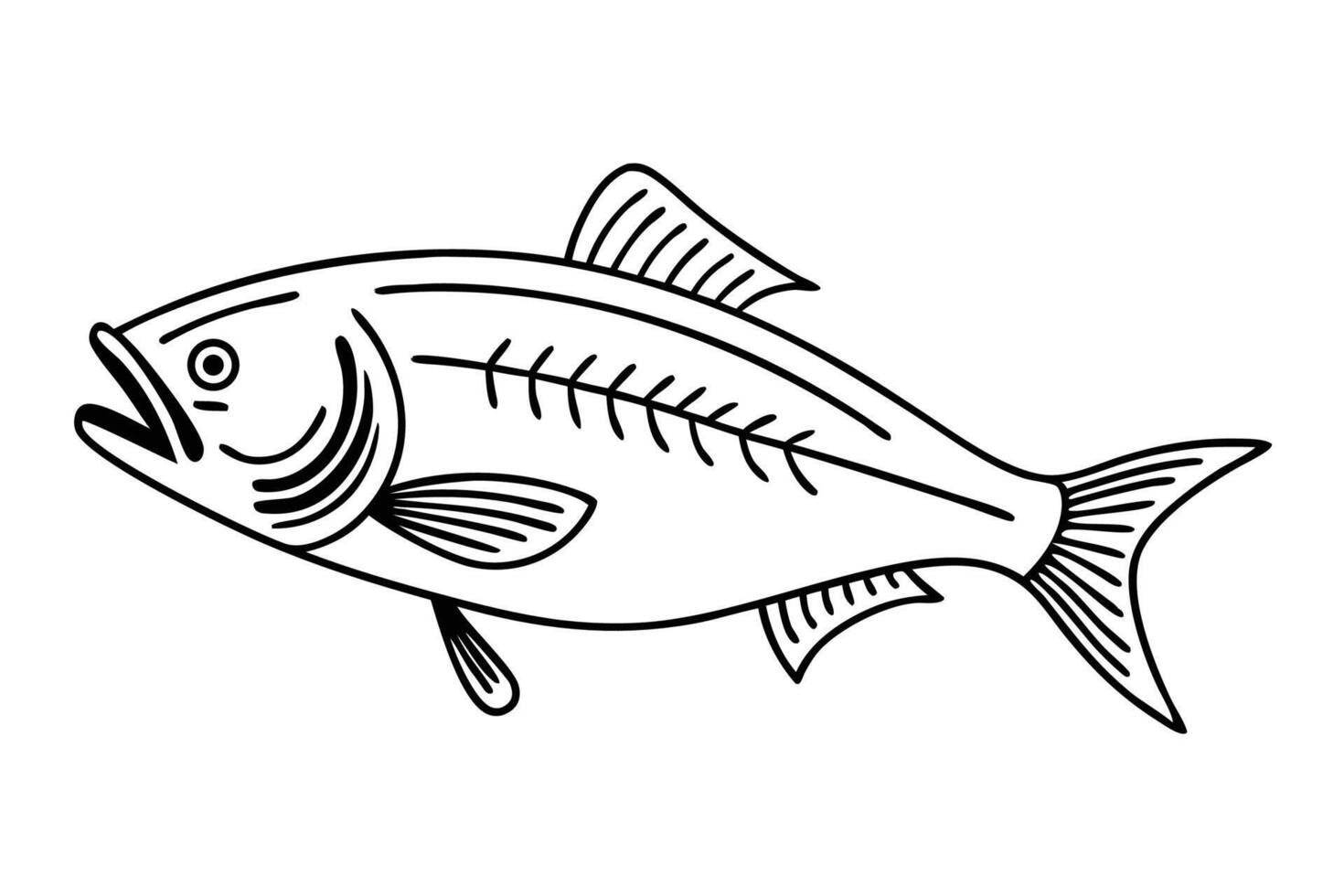 Fish coloring pages for kids vector