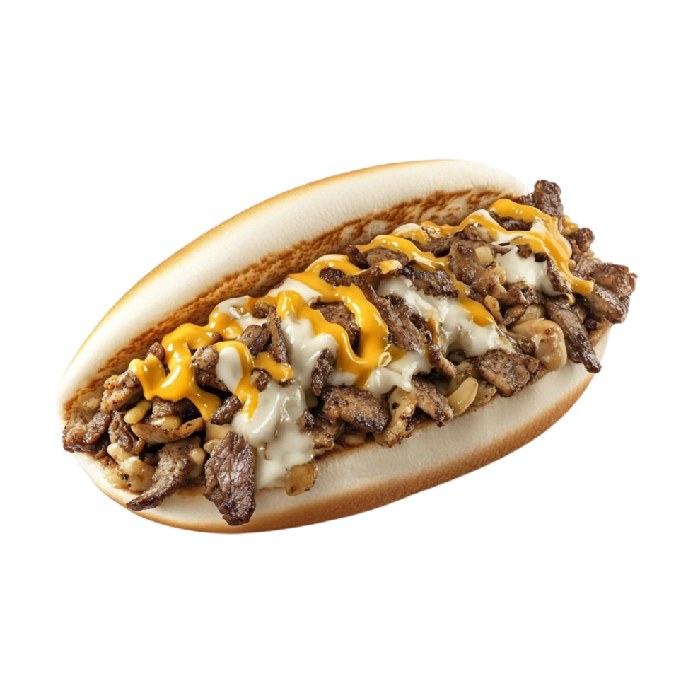a hot dog with cheese and meat on it png