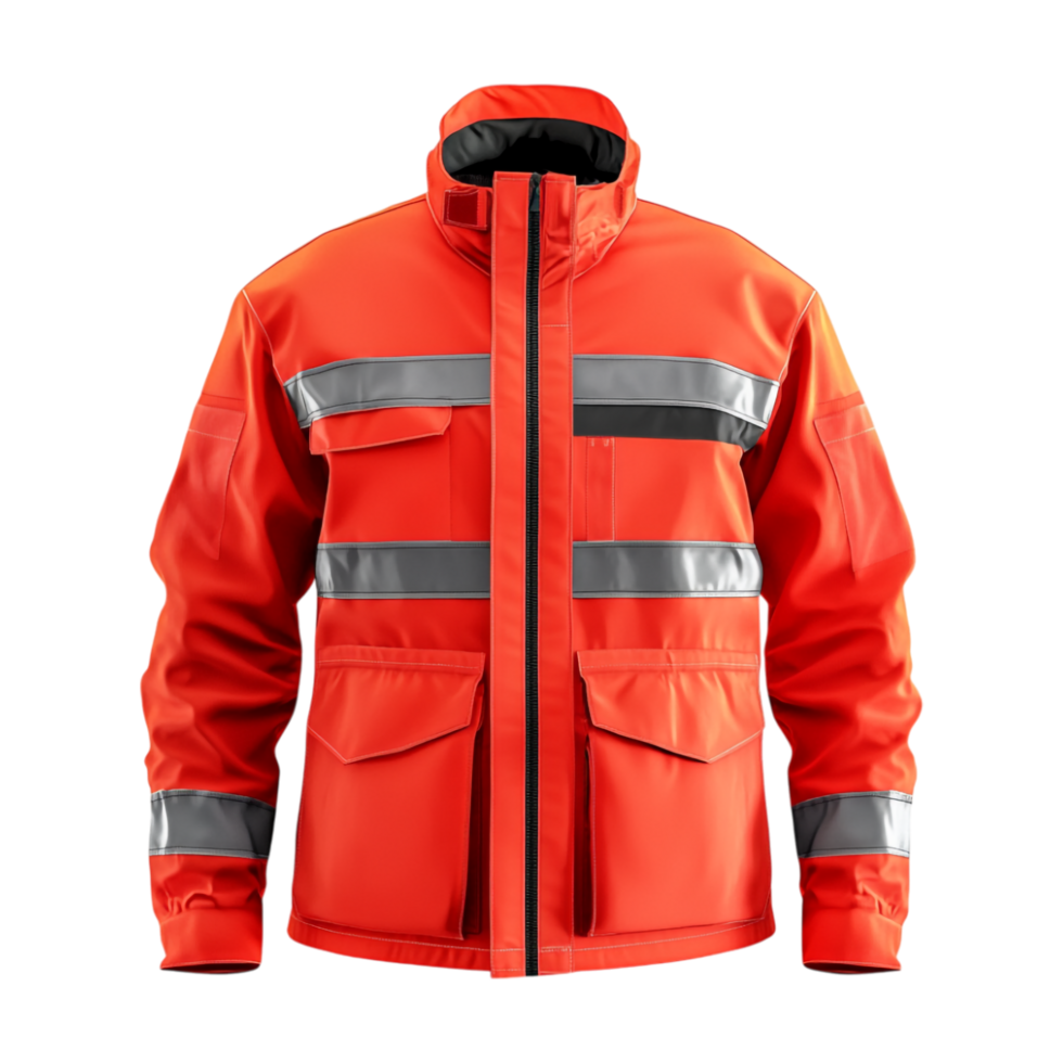 an orange jacket with reflective stripes on it png
