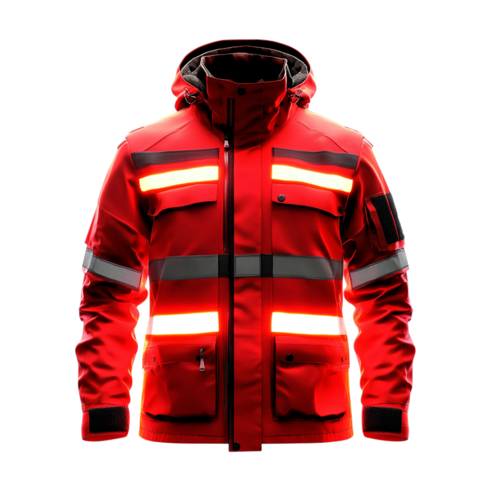 a red jacket with reflective stripes on it png