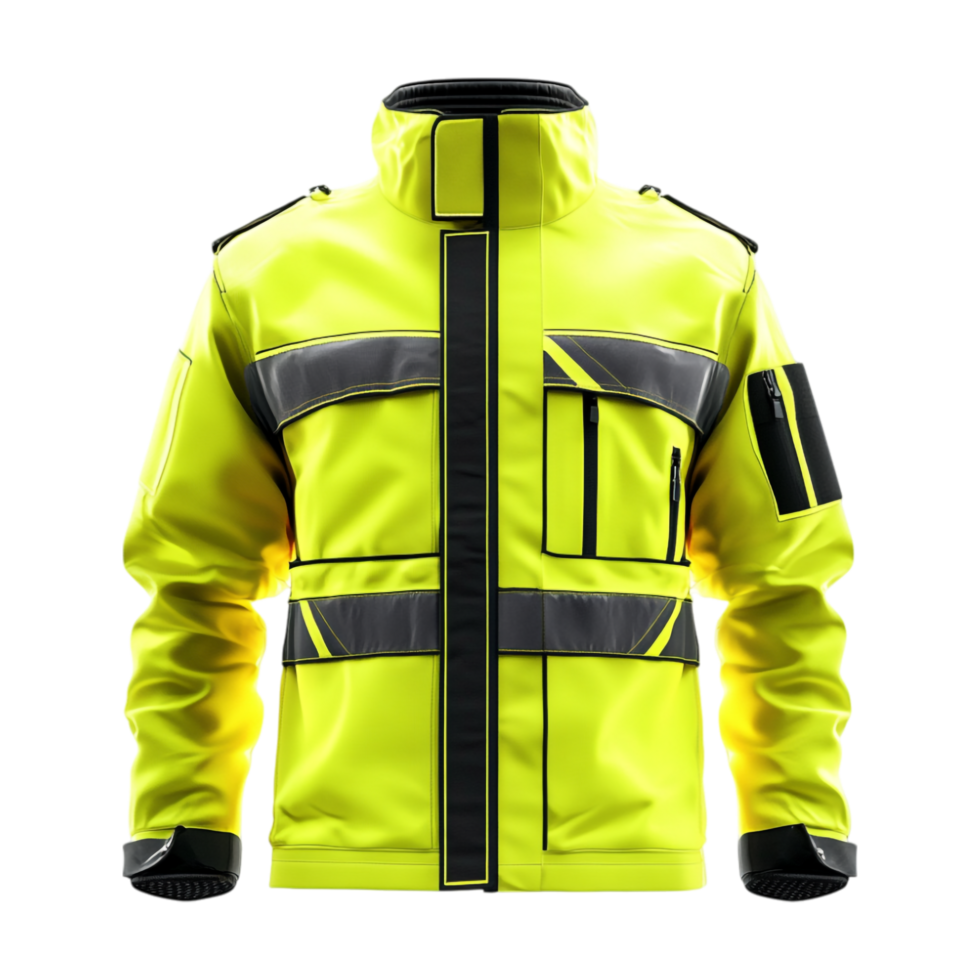 a yellow jacket with reflective stripes on it png