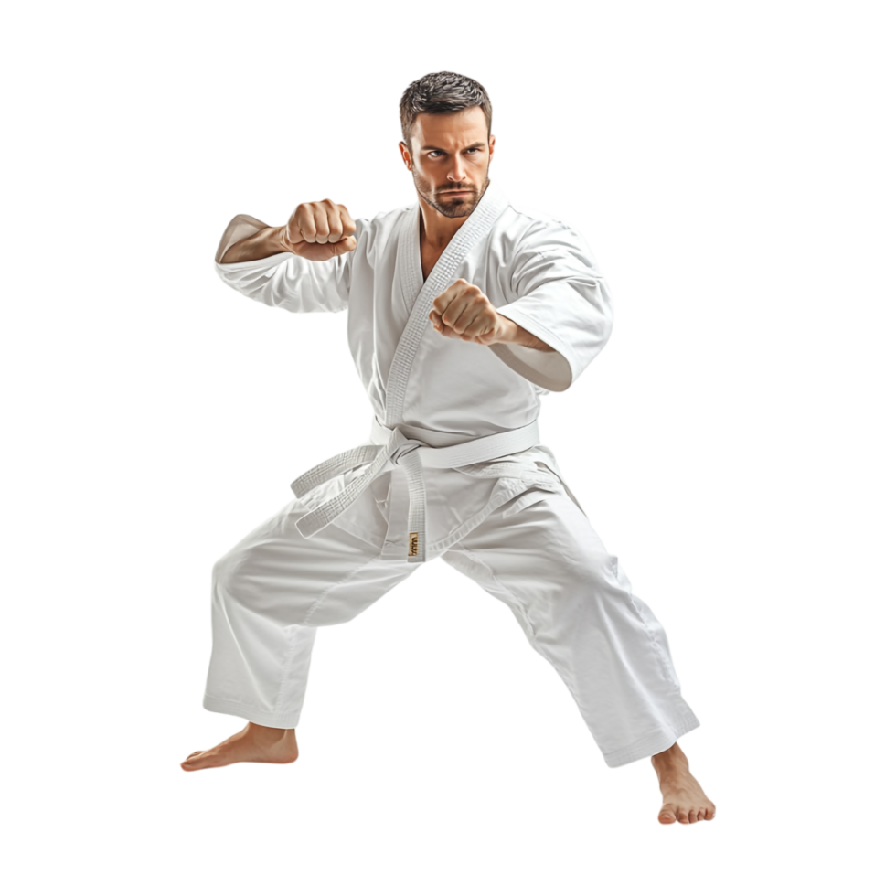 man in karate gear on a transparent background png