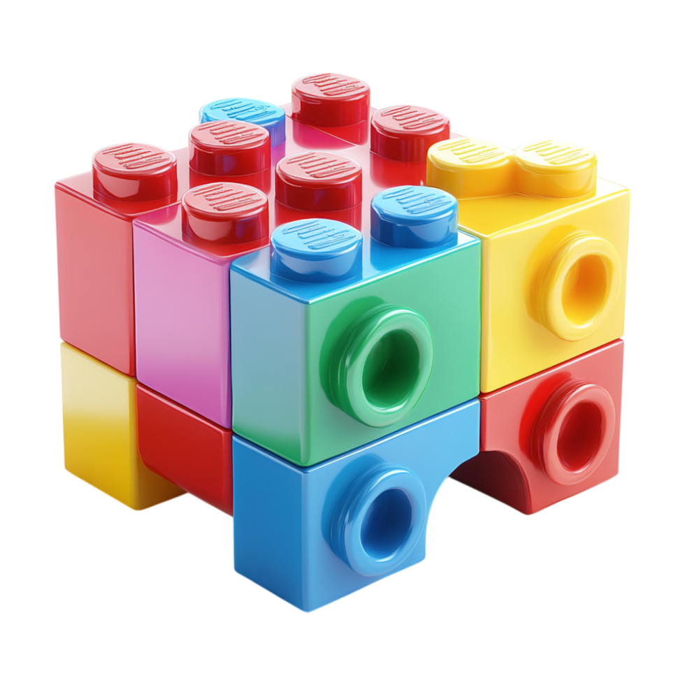 a colorful lego brick on a transparent background png