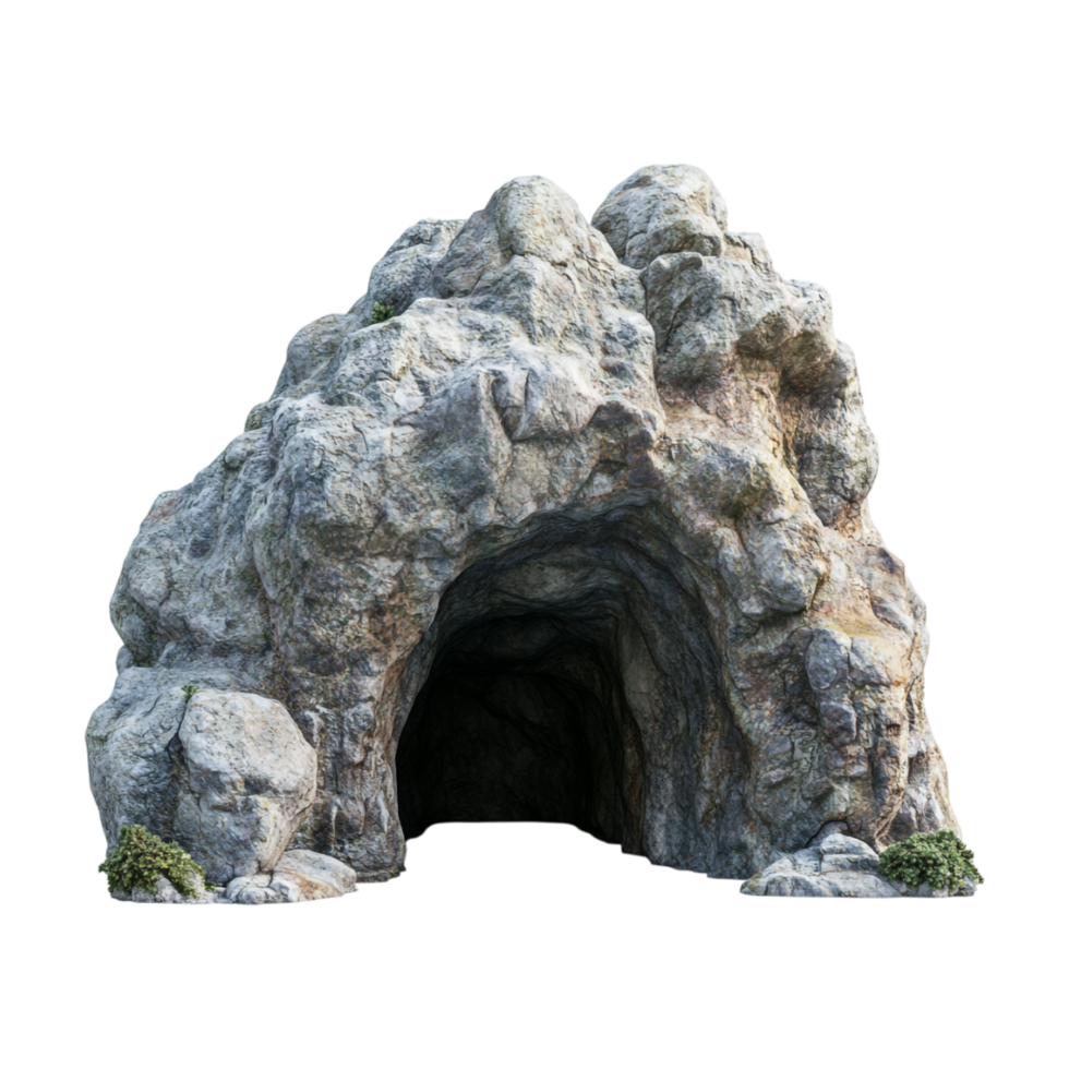 a cave with a rock entrance on a transparent background png