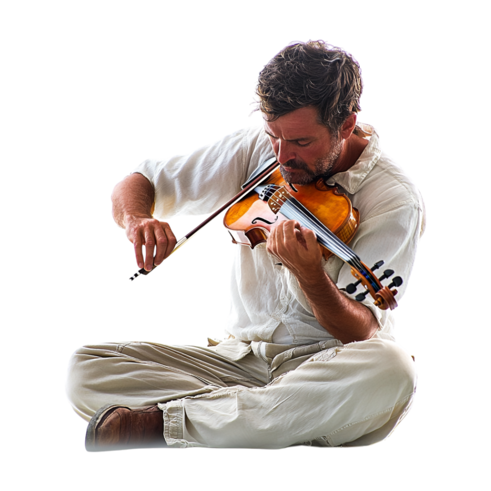 a man is playing the violin on a transparent background png