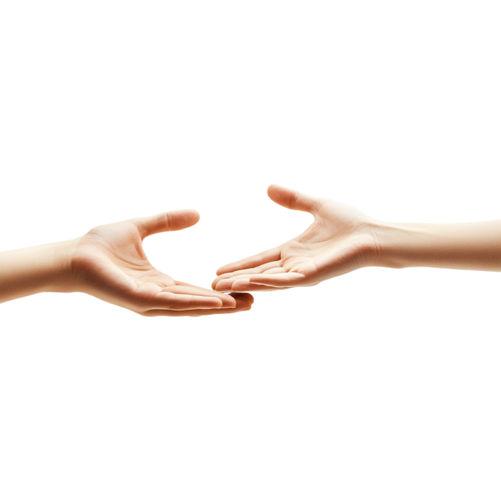 two hands reaching out to each other on a transparent background png