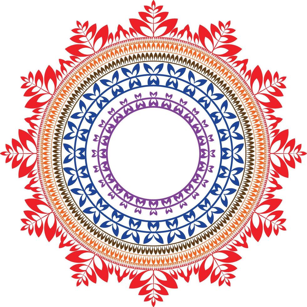 Intricate and Colorful Mandala Design with Floral and Geometric Elements vector