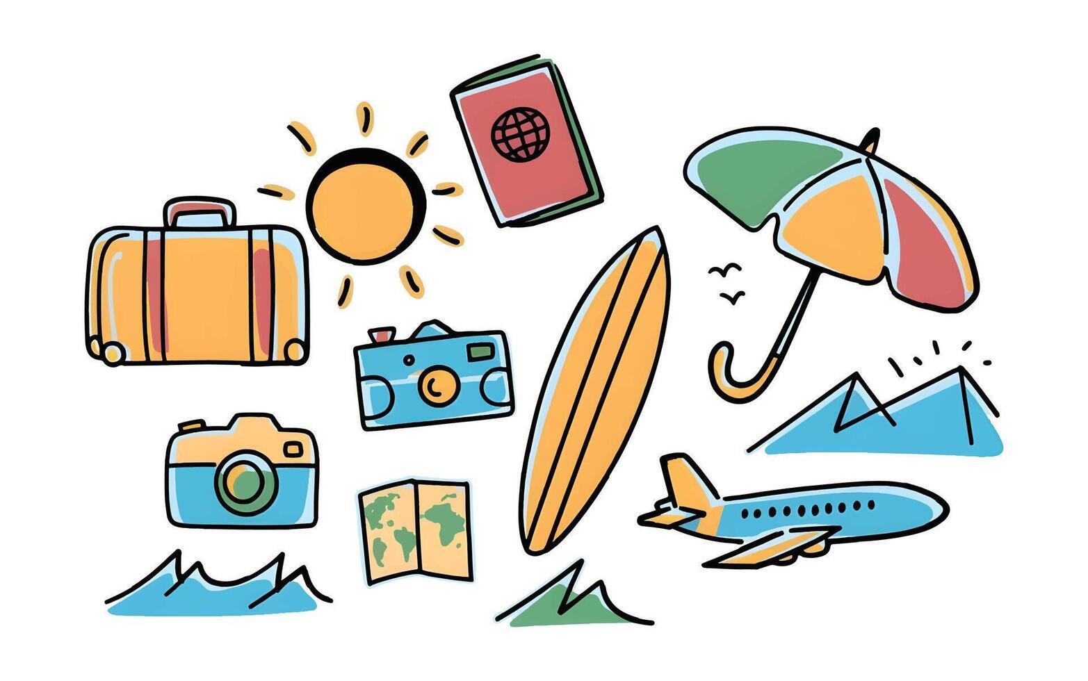 Summer Icons Set White Background vector