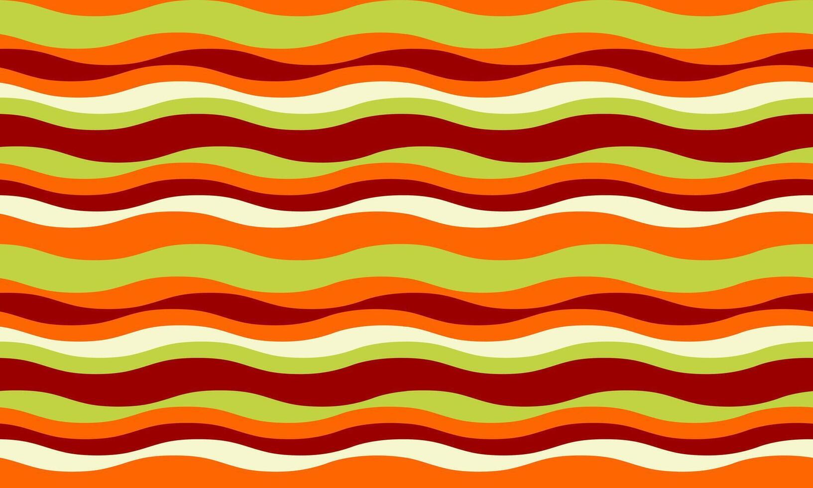Vibrant wavy stripes in autumnal colors create a cheerful, seamless pattern. Perfect for backgrounds, textiles, packaging, and web design. vector