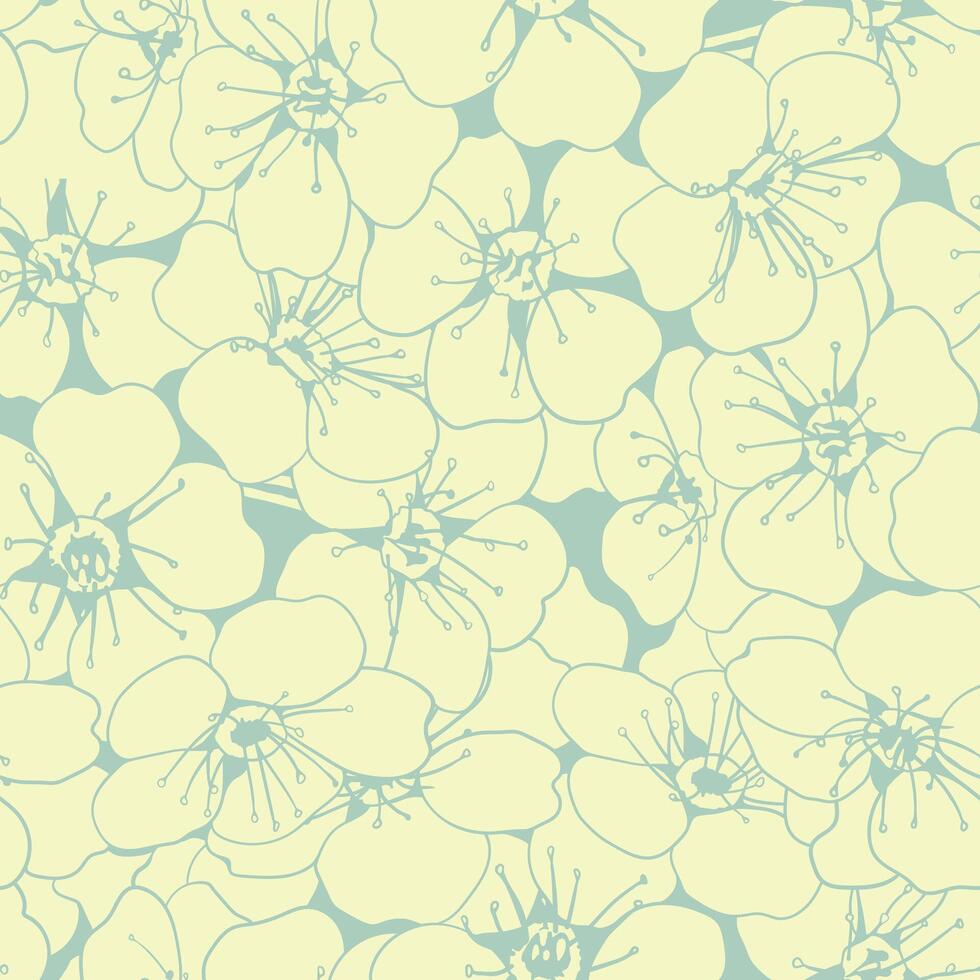 Elegant floral pattern featuring delicate blossom illustrations. Perfect for textiles, wallpapers, and website backgrounds. vector