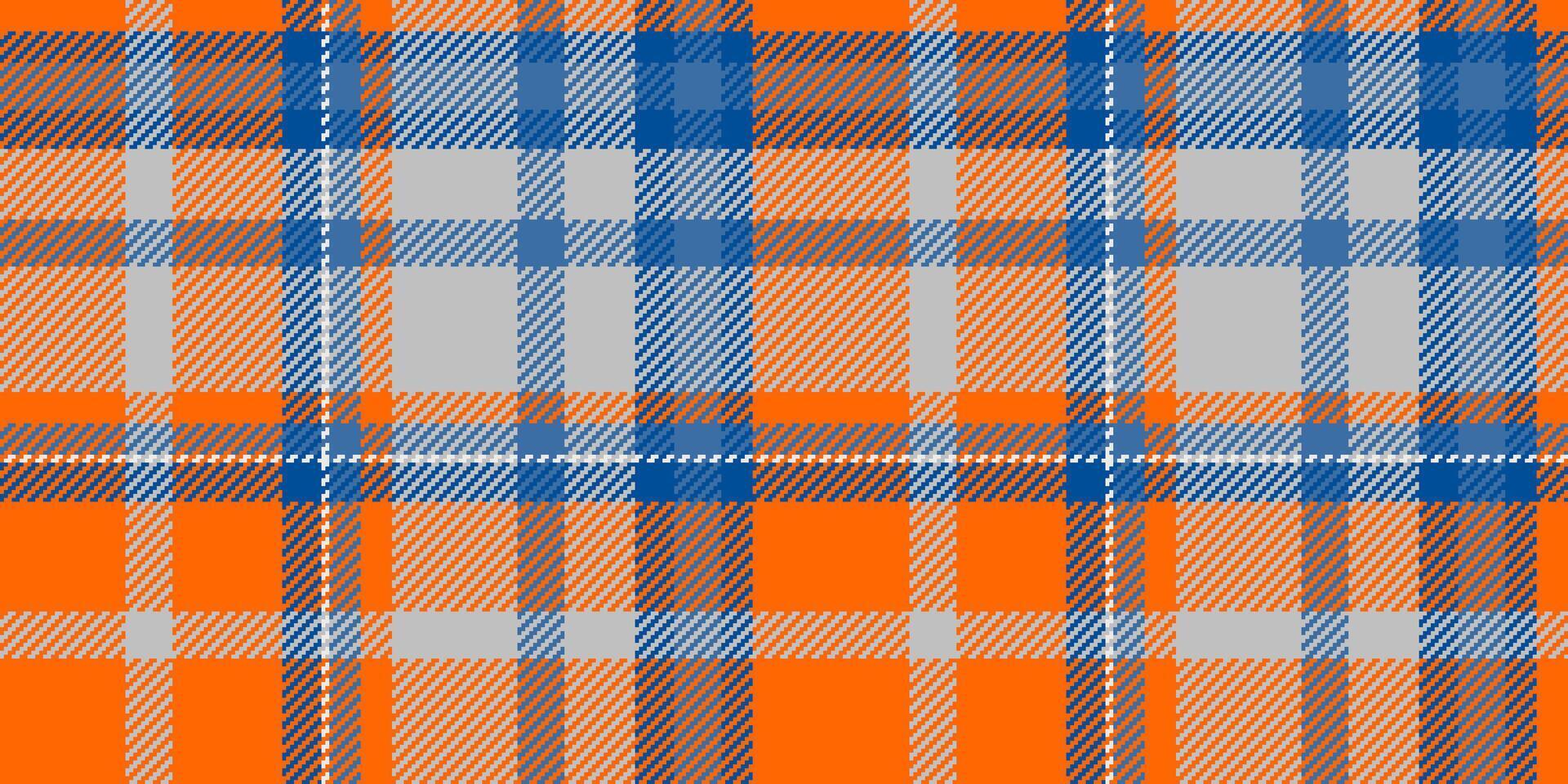 Vibrant orange, blue, and grey plaid pattern. Perfect for textile designs, fallthemed projects, or adding a touch of rustic charm to your work. vector