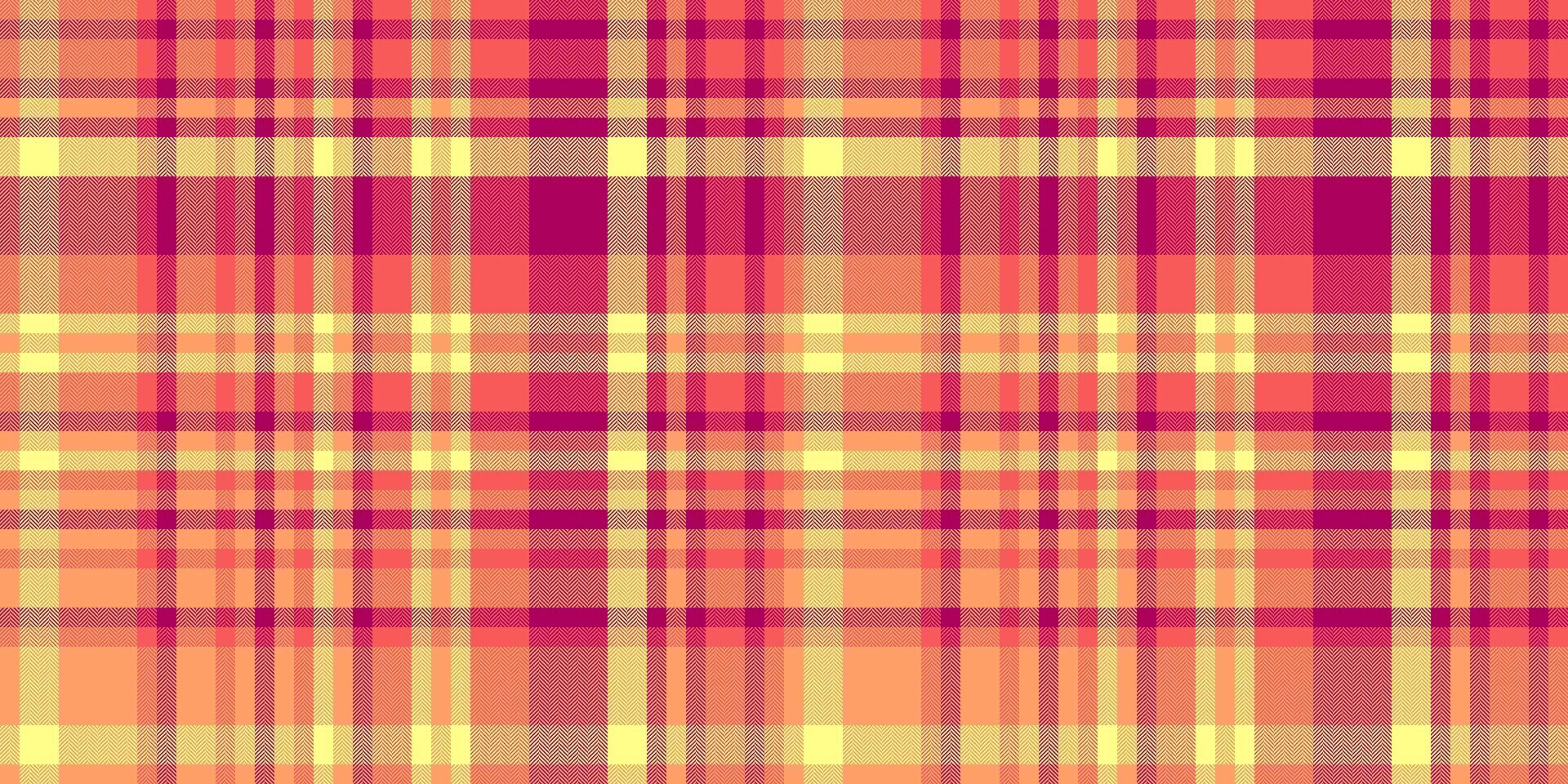Vibrant warmtoned plaid pattern. Perfect for textile design, website backgrounds, or fashion projects. This seamless texture offers a cheerful, modern aesthetic, conveying warmth and energy. vector
