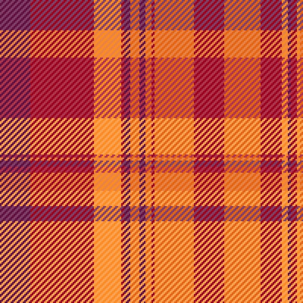 Vibrant autumnal plaid pattern in warm oranges and deep reds. Perfect for fallthemed designs, textile prints, or website backgrounds. vector
