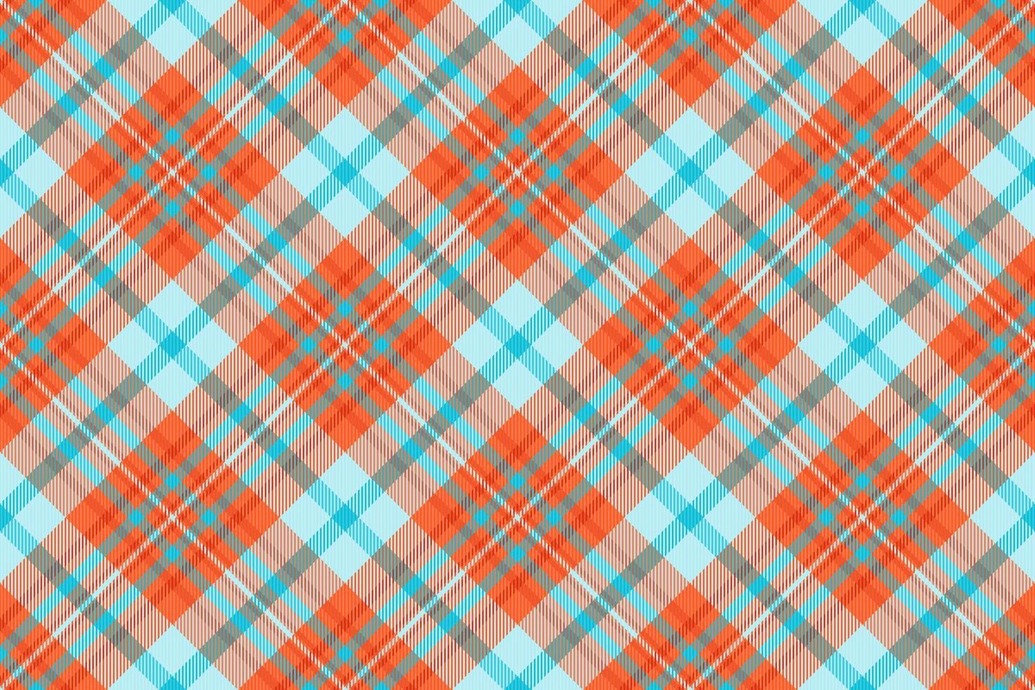 Vibrant diagonal plaid pattern in coral, teal, and beige. Perfect for textile design, web backgrounds, or crafting projects. This cheerful, seamless texture evokes feelings of warmth and style. vector