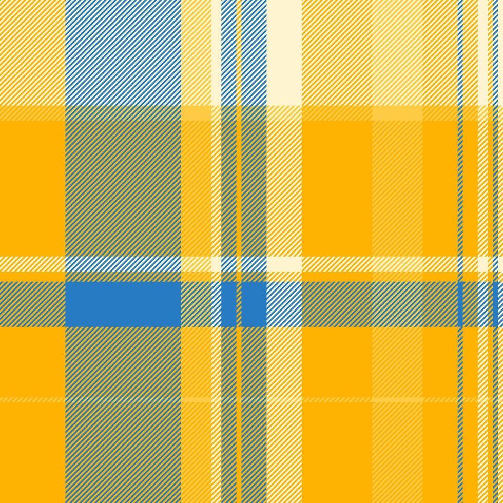 Vibrant yellow, blue, and green plaid pattern. Perfect for textile designs, fashion, websites, and branding. This cheerful, geometric textile print evokes feelings of warmth and optimism. vector