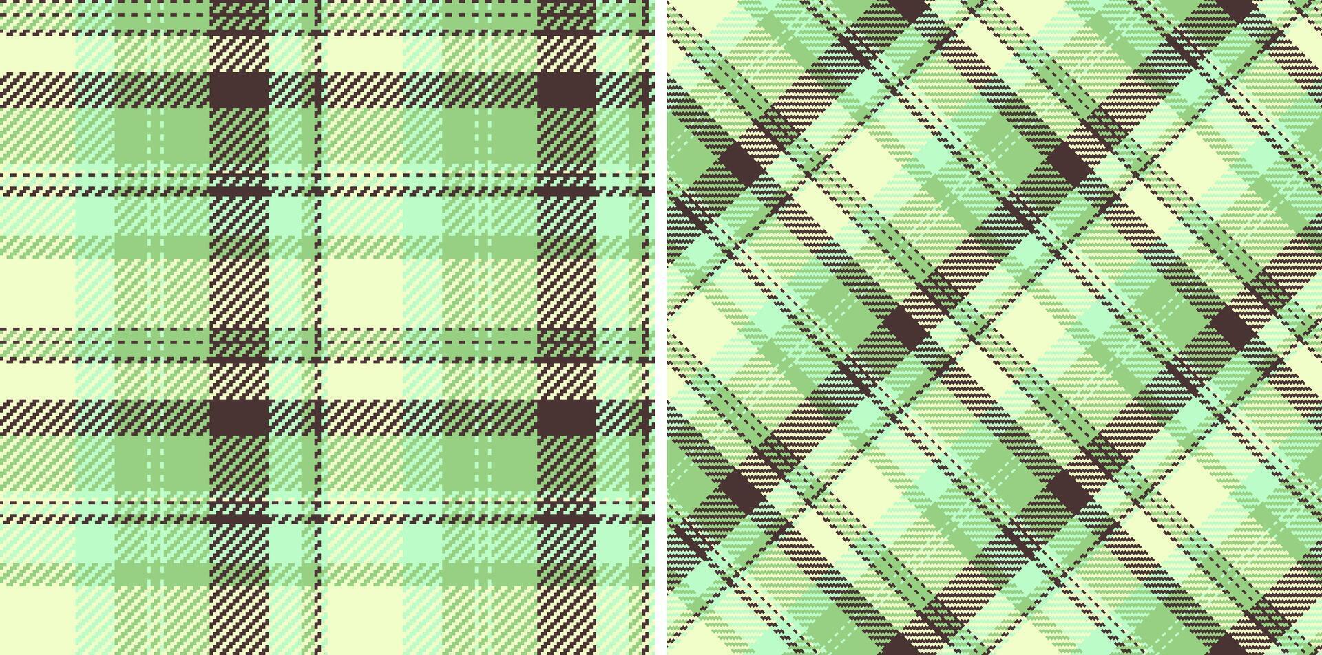 Classic plaid pattern in fresh greens and browns. Versatile design for textiles, backgrounds, or digital art. Evokes nature, tradition, cozy comfort. vector