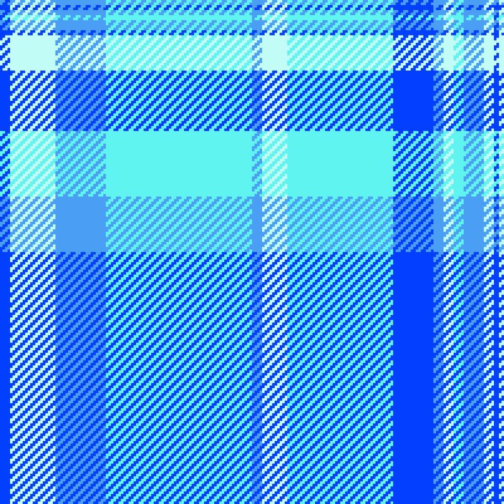 Blue and turquoise plaid design. Seamless fabric pattern, perfect for backgrounds, textiles, or graphic projects needing a classic, clean, textural feel. vector