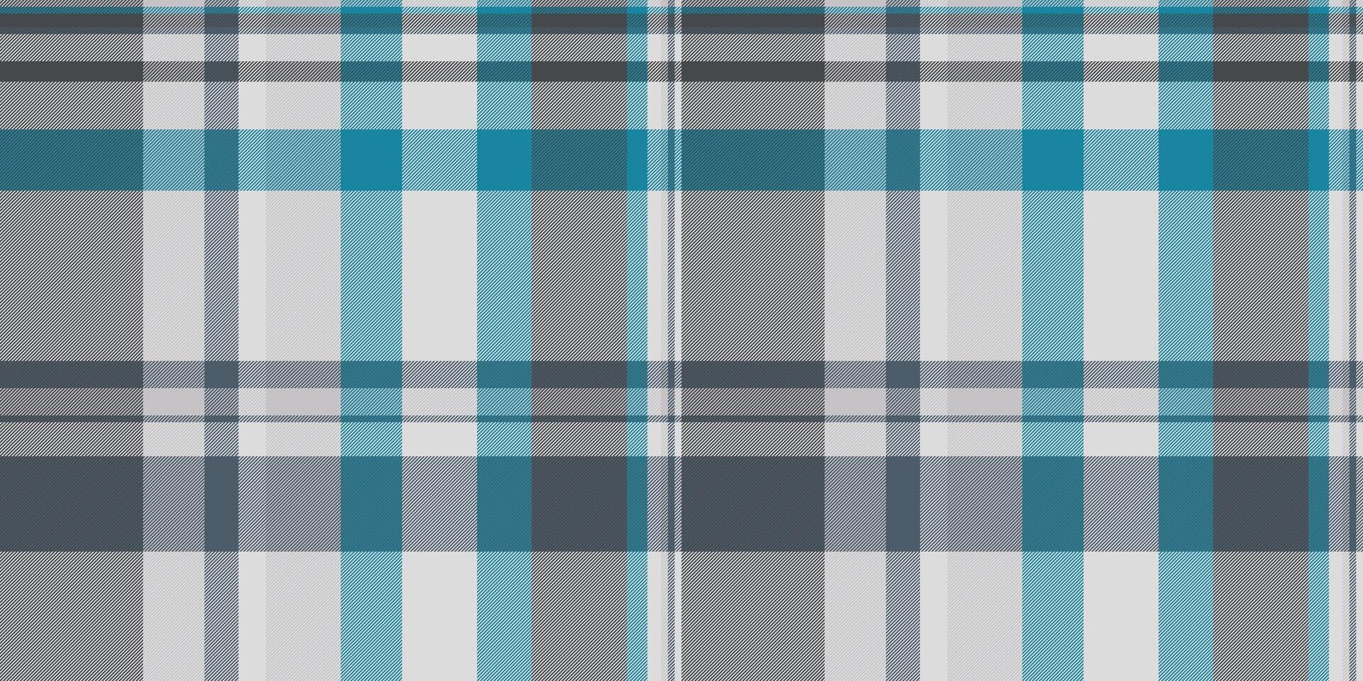 Seamless teal and grey plaid pattern. Modern textile design perfect for fashion, web, or print projects. Clean lines and cool colors create a versatile background texture. vector