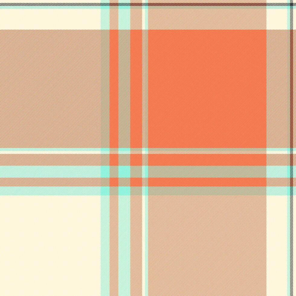 Vibrant, repeating plaid pattern with pastel peach, coral, beige and turquoise. A modern, fresh design. Perfect for backgrounds, textiles, or stylish graphic designs. vector