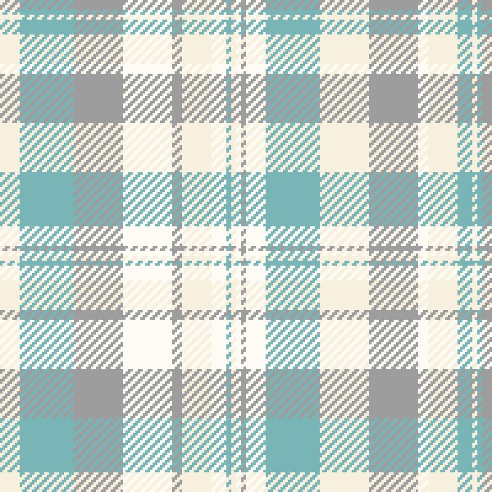 Elegant pastel plaid pattern in teal, gray, and cream. Perfect for textile design, website backgrounds, or crafting projects. vector