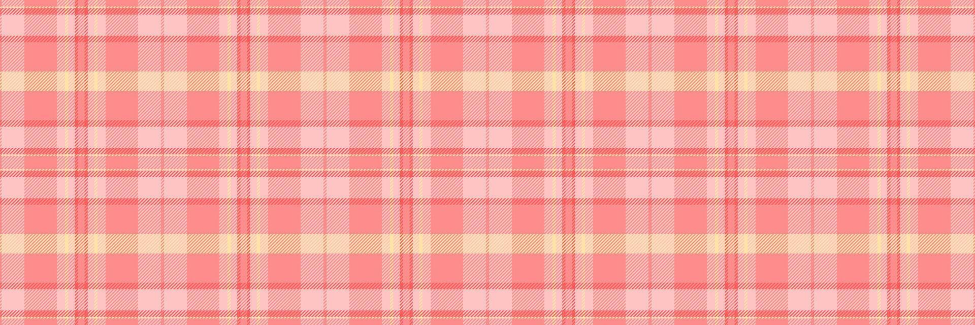 Soft pastel pink and peach plaid pattern. Perfect for backgrounds, textiles, fashion, or website design. Subtle texture and calming color palette evoke feelings of serenity and warmth. vector