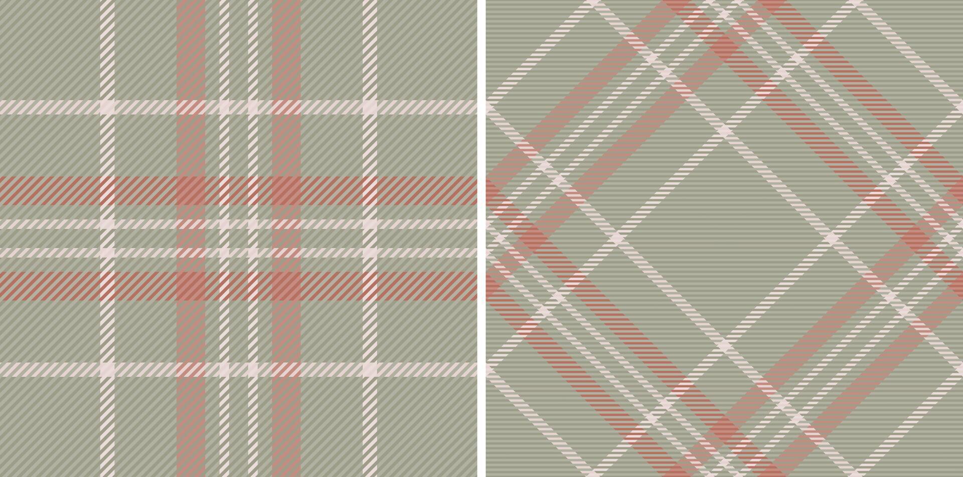 Elegant duo of muted pink and sage green plaid patterns. Perfect for textile design, fashion, home decor, or website backgrounds. vector