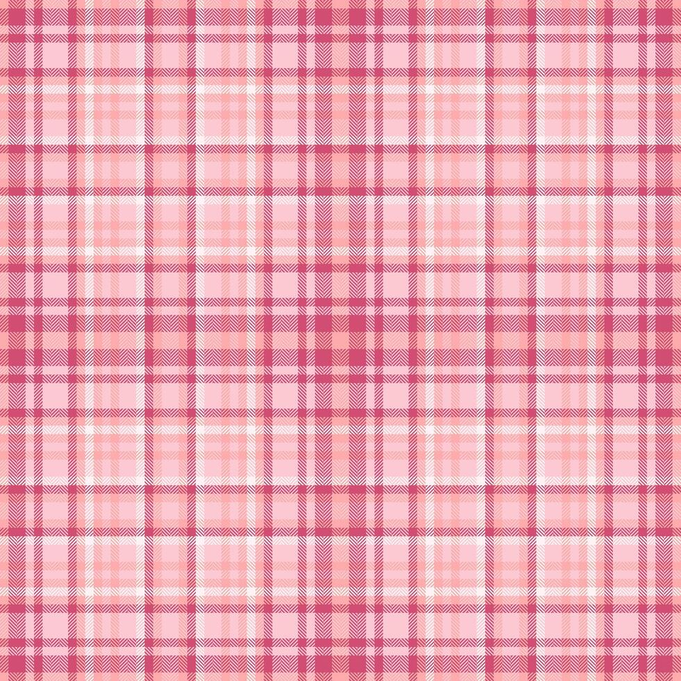 Classic pink plaid pattern. Seamless fabric texture great for backgrounds, textiles, designs. Warm, cozy, versatile for seasonal projects. vector