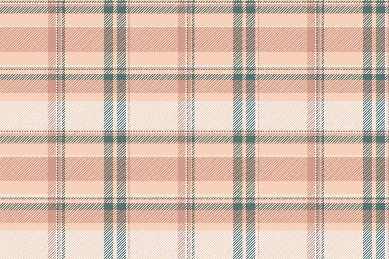 Elegant peach and teal plaid pattern. Perfect for textile design, website backgrounds, or apparel. Subtle yet stylish, this soft color palette evokes feelings of warmth and comfort. vector