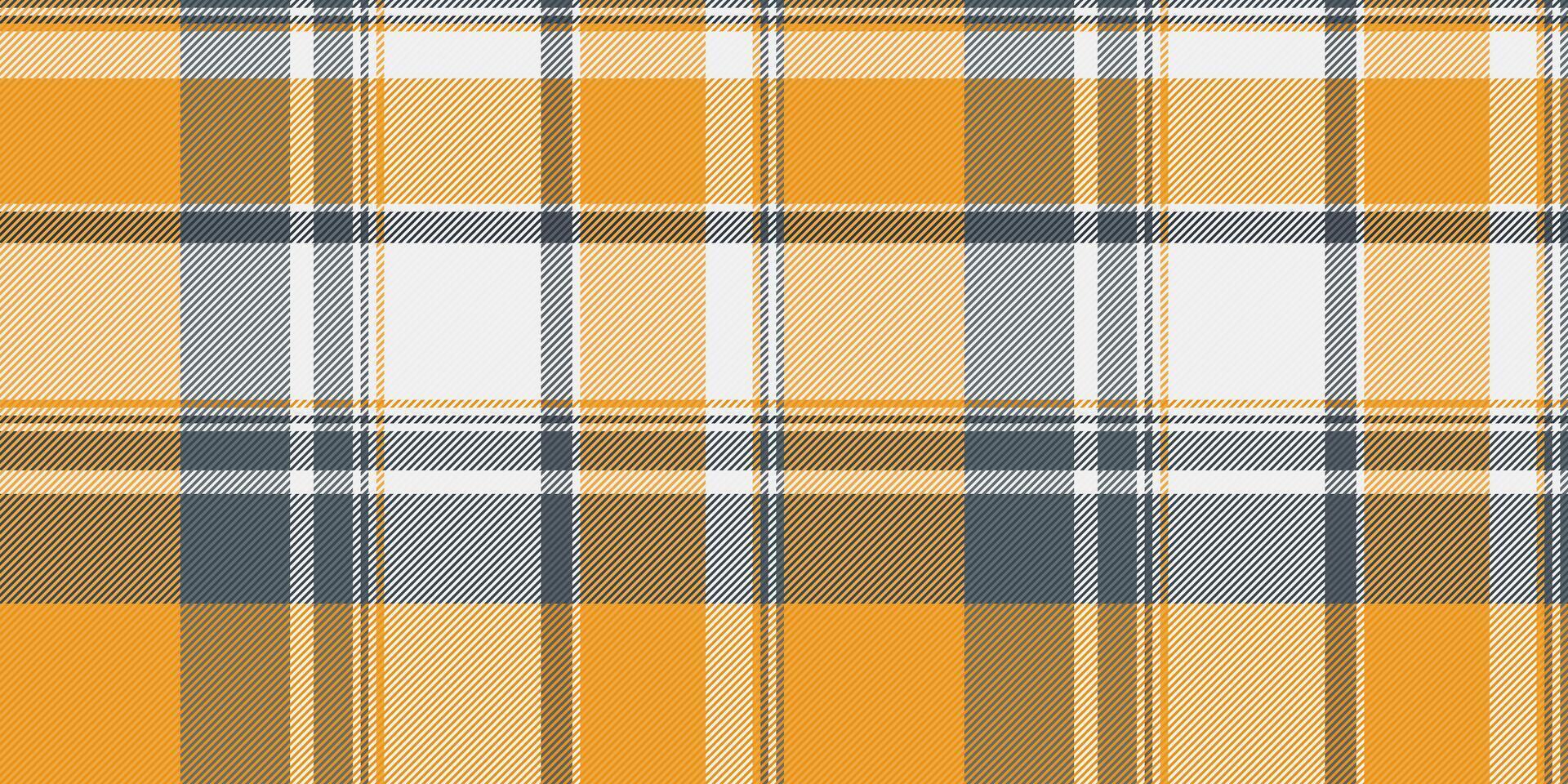 Vibrant autumnal plaid pattern in warm orange, pale yellow, gray, and brown hues. Perfect for textile design, fallthemed projects, or adding a rustic touch to your visuals. vector