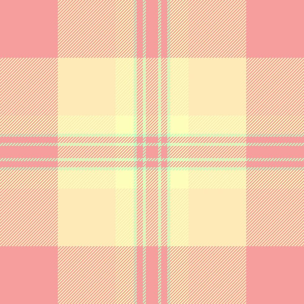 Pastel pink and yellow plaid pattern. A soft, delicate textile design perfect for backgrounds, apparel, or packaging. Evokes feelings of warmth, comfort, and spring. vector