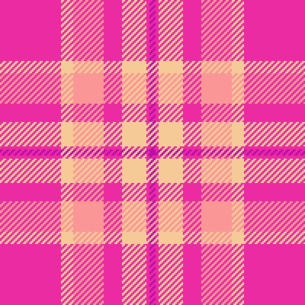 Vibrant pink and peach plaid pattern. Perfect for textile designs, fashion, websites, or backgrounds. This cheerful, geometric texture evokes warmth and style. vector