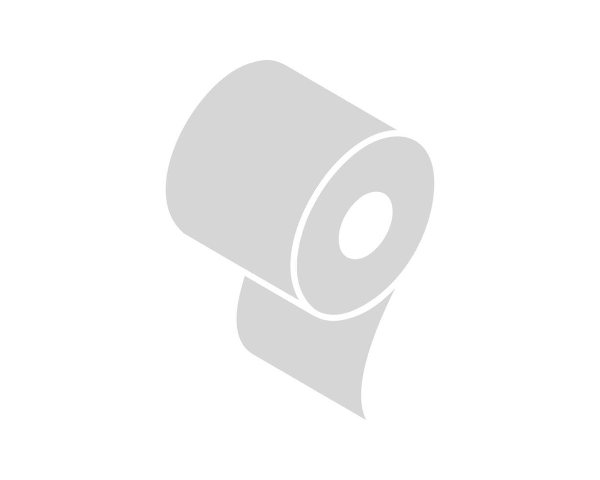 Simple yet stylish isometric illustration of a toilet paper roll. Perfect for minimalist designs, app icons, or presentations related to hygiene, cleanliness, or household essentials. vector