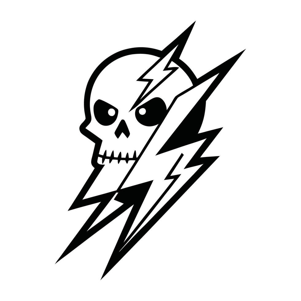 Skull with Lightning Bolt Graphic Design vector