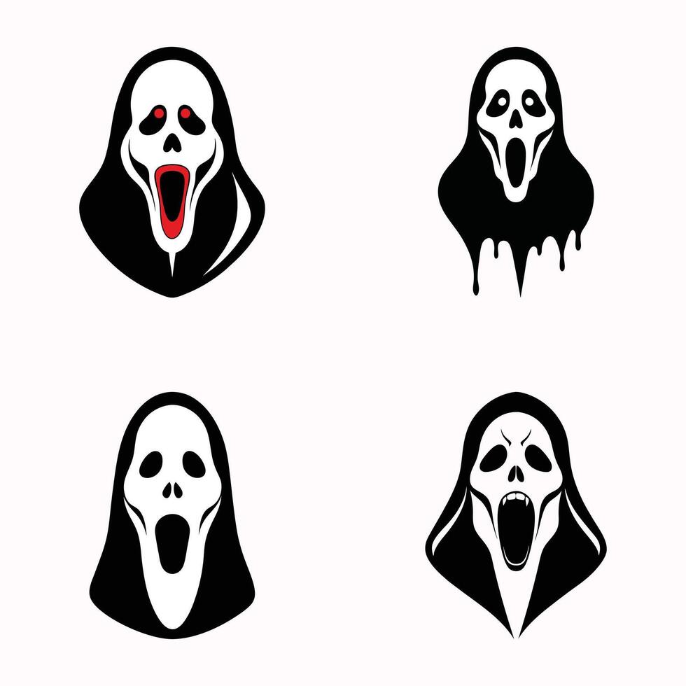 Horror Scream Mask Illustrations Scary Ghost Face Art vector