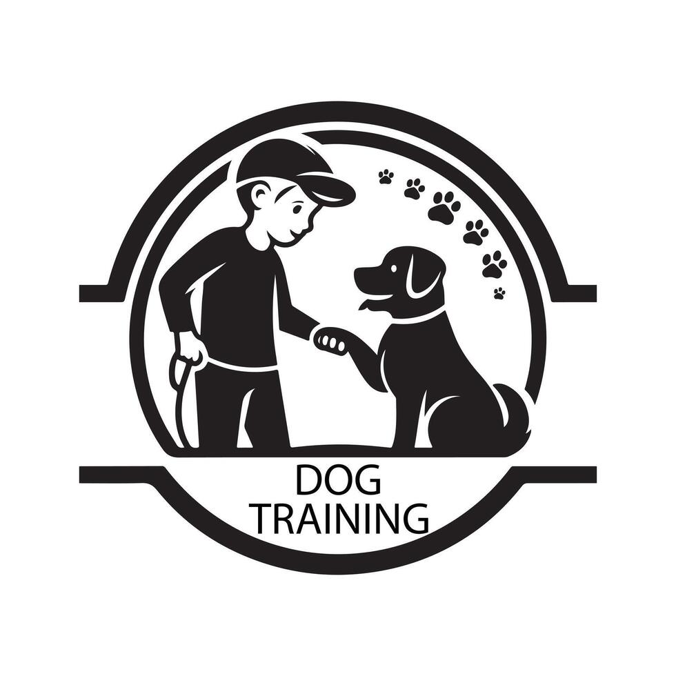 Dog training Logo Silhouette Isolated on White Background vector